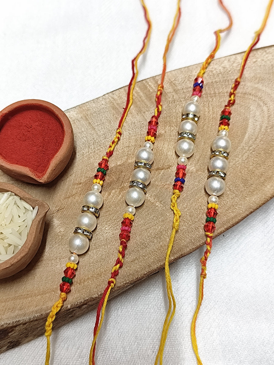 Pearl & Crystal Beads Bhai Rakhi