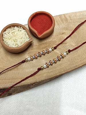 Flower Bead & Pearl Bhai Rakhi