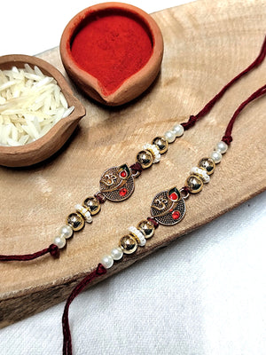 Om Peacock Feather Bhai Rakhi