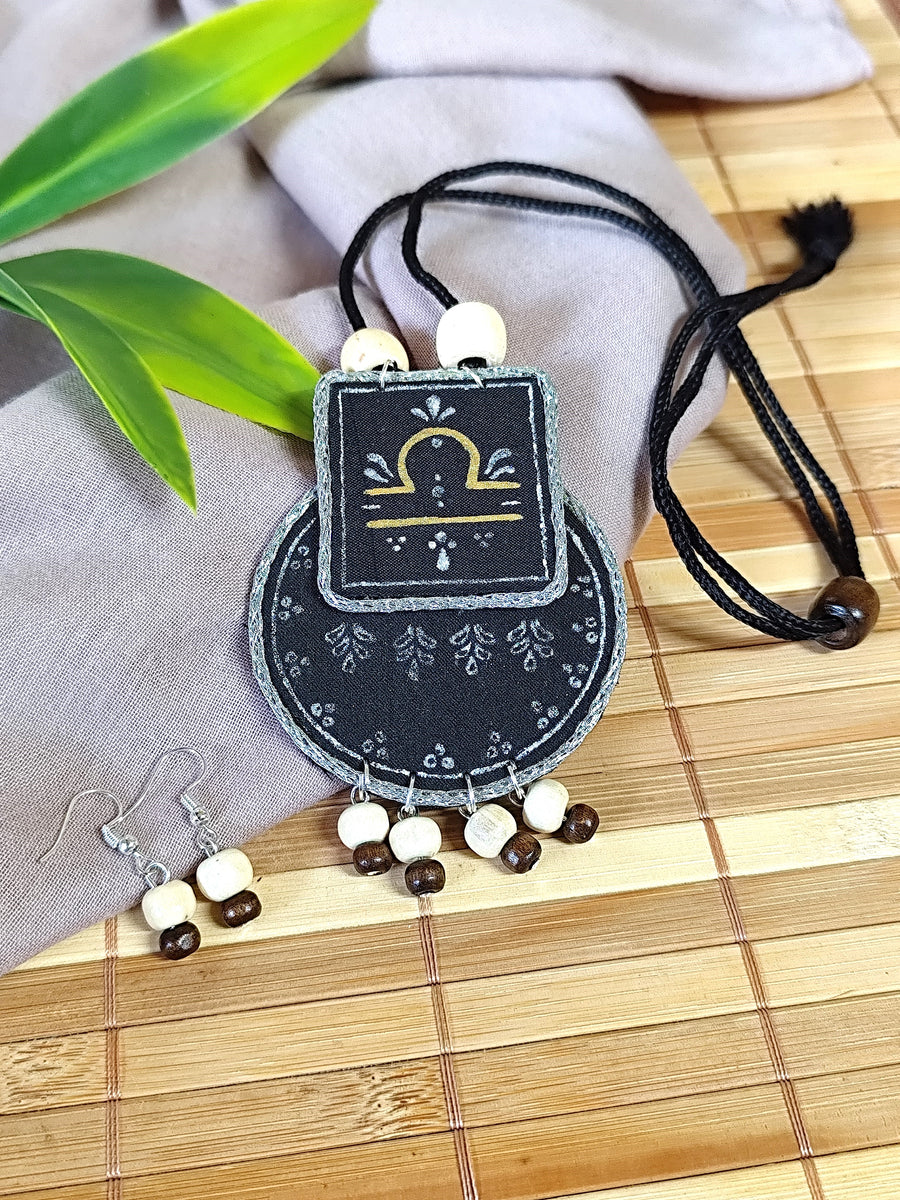 Hand painted Zodiac sign Necklace Set - Libra
