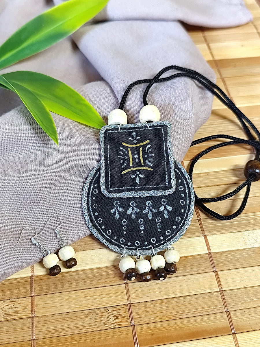 Hand painted Zodiac sign Necklace Set - Gemini