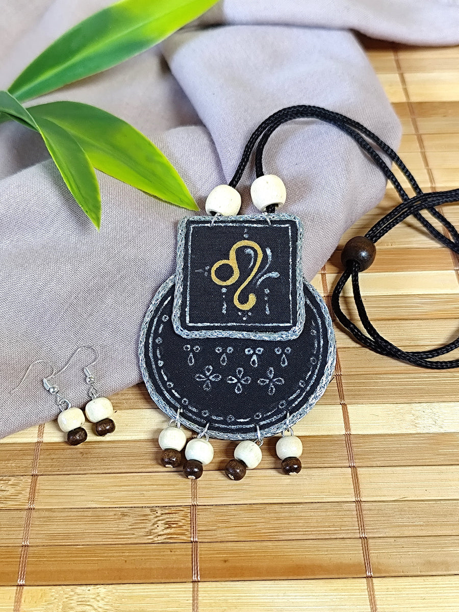 Hand painted Zodiac sign Necklace Set - Leo