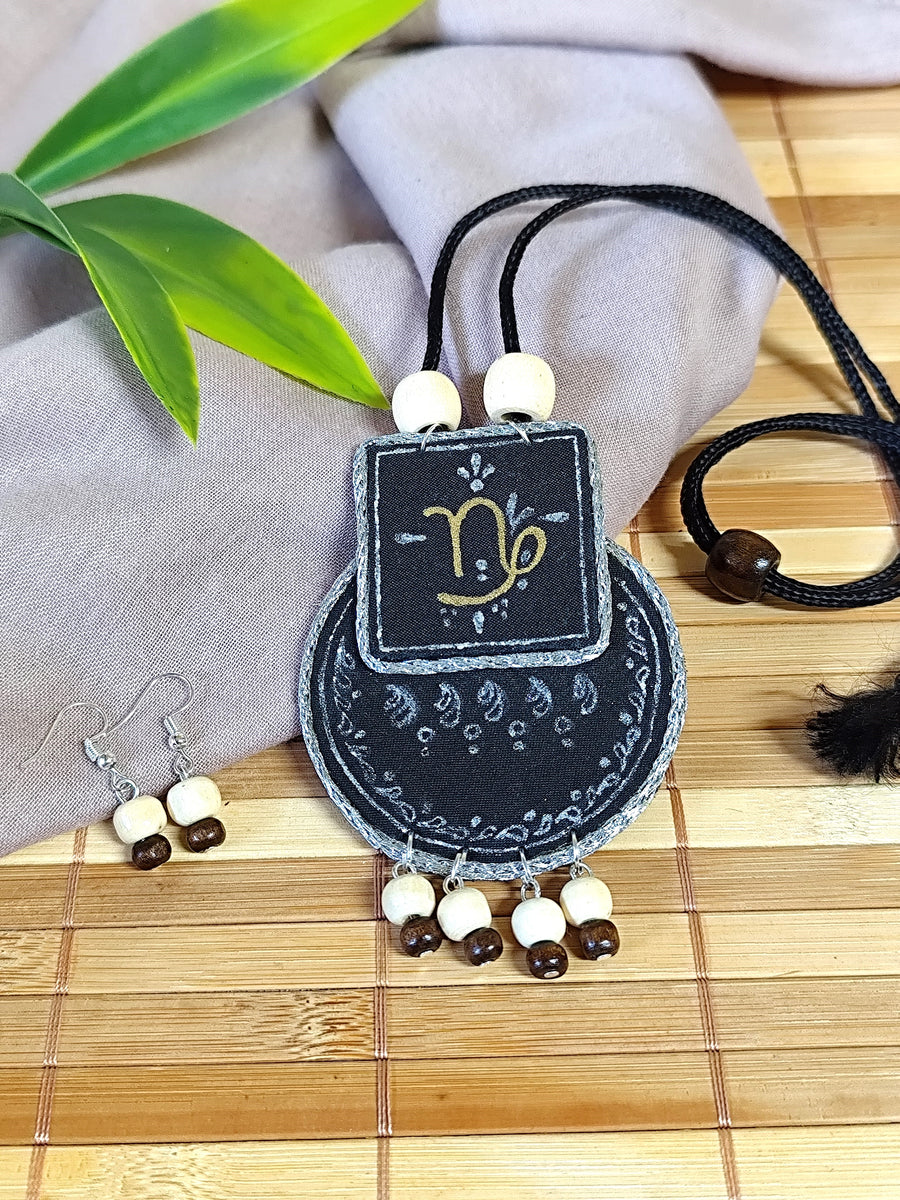 Hand painted Zodiac sign Necklace Set - Capricorn