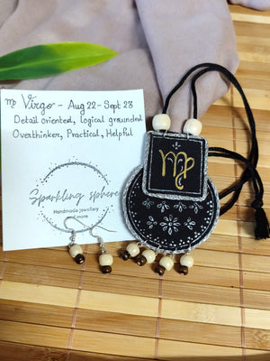 Hand painted Zodiac sign Necklace Set - Virgo