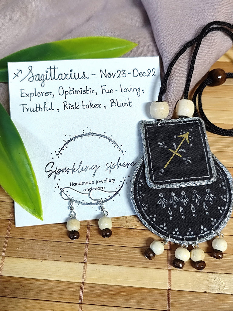 Hand painted Zodiac sign Necklace Set - Sagittarius