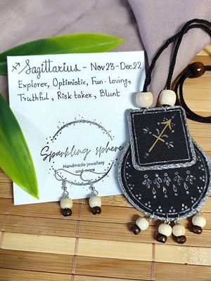 Hand painted Zodiac sign Necklace Set - Sagittarius