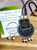 Hand painted Zodiac sign Necklace Set - Aquarius