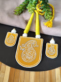 Yellow Hand Painted Fabric Motif Necklace set