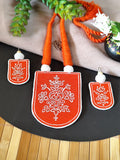 Orange Hand Painted Fabric Motif Necklace set