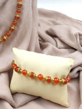 Beaded Necklace Combo - Orange Beads with Golden Details Combo