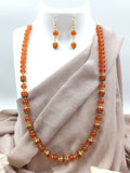 Beaded Necklace Combo - Orange Beads with Golden Details Combo