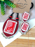 Revaa Wind Inspired - Red & Black Hand-painted Design on Fabric Jewellery