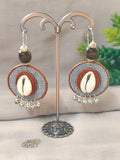Round Grey & Brown Earrings with Coweri and Ghungroo Details
