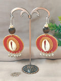 Round Orange & Yellow Earrings with Coweri and Ghungroo Details