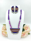 Khaan Fabric Violet and Silver Set with Oxidized Silver coin charms