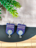 Purple & Blue Earrings with Coin and Chain Details