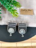 Black & Off-white Earrings with Coin and Chain Details
