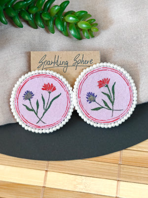Eternal Bloom - Light Purple Fabric Hand-painted Earrings