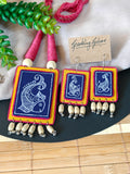 Meenakriti - Blue Yellow Fish Motif Hand-painted Necklace Set