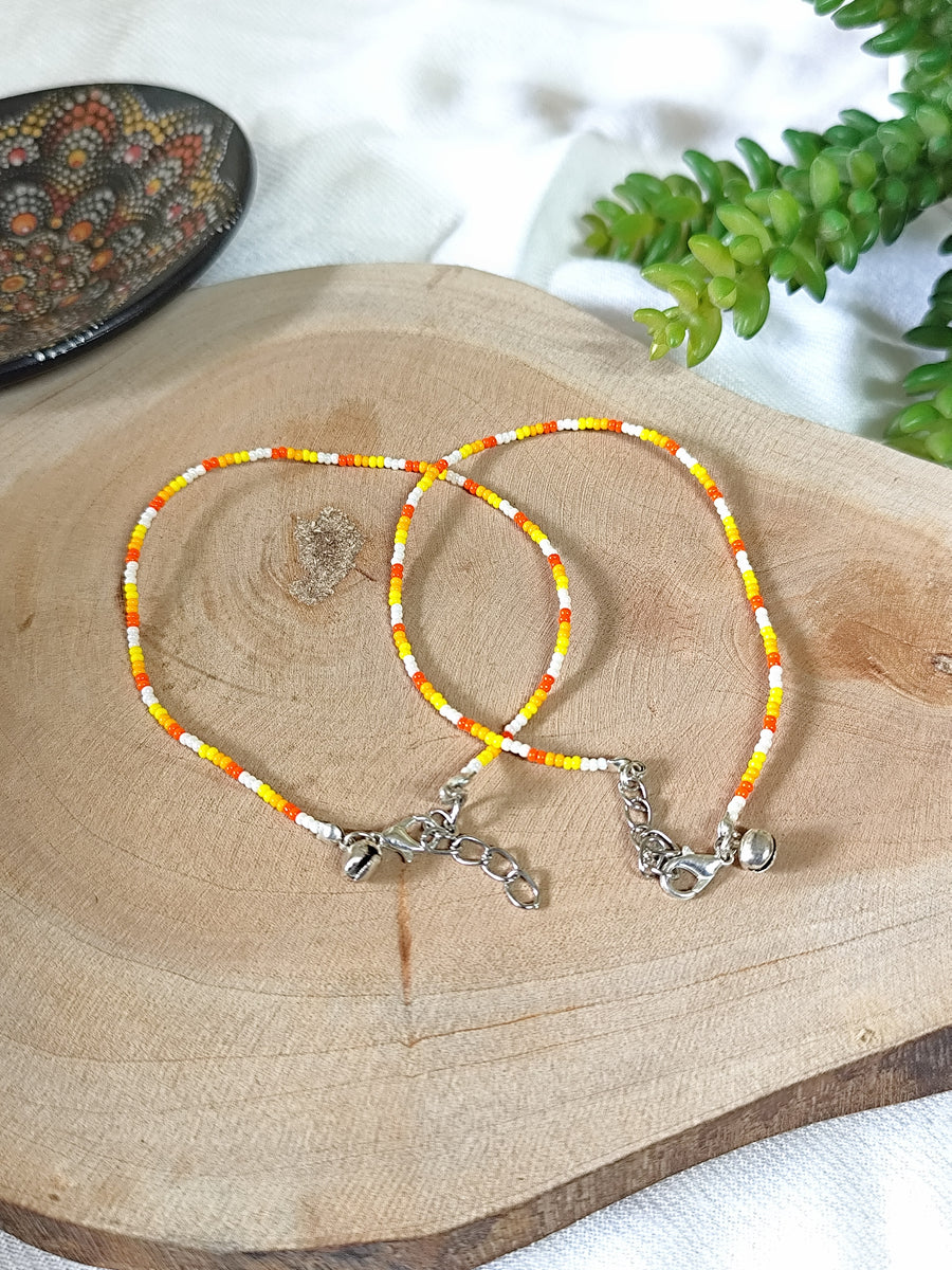 Sunshine seed beads anklet pair