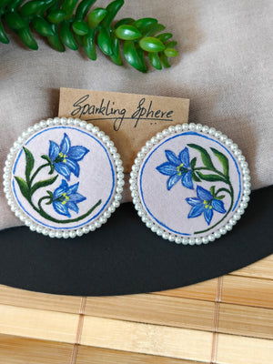 Eternal Bloom - Light Pink Fabric Hand-painted Earrings