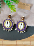 Round Purple & Yellow Earrings with Coweri and Ghungroo Details