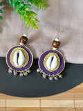 Round Purple & Yellow Earrings with Coweri and Ghungroo Details