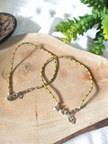 Parrot Green & Maroon Seed Beads Anklet