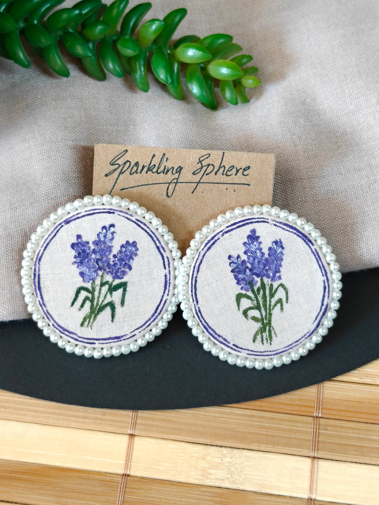 Eternal Bloom - Light purple Fabric Hand-painted Earrings