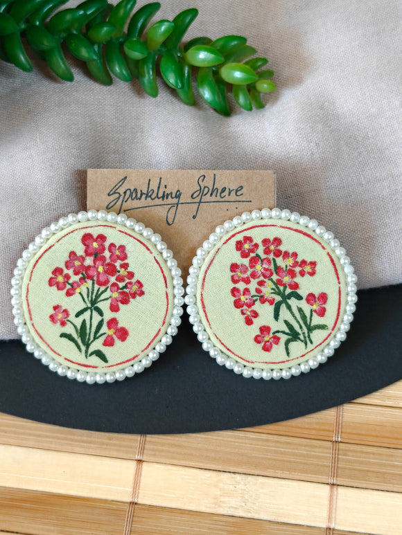 Eternal Bloom - Light Yellow Fabric Hand-painted Earrings